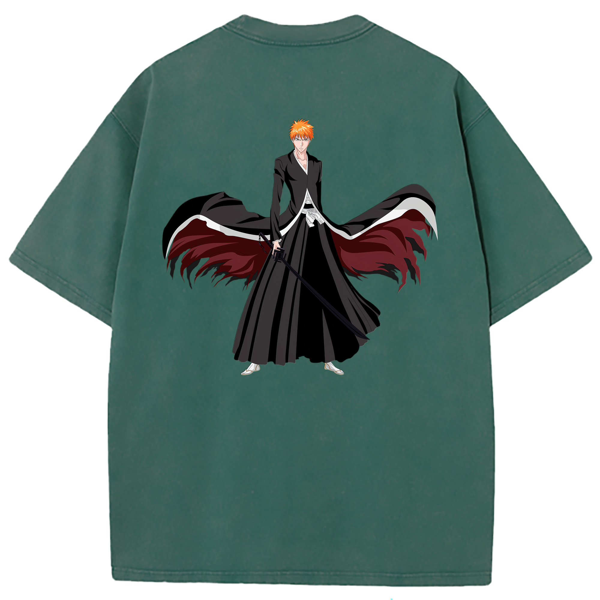（画像用） ブリーチ 黒崎一護（くろさき いちご）BLEACH Kurosaki Ichigo 綿100% ヴィンテージ風 半袖Tシャツ（背面プリント）